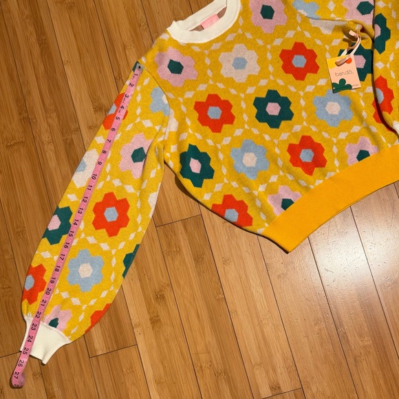 NWT Ban.do Floral Quilted Balloon Sleeve Sweater Size S - Picture 13 of 14